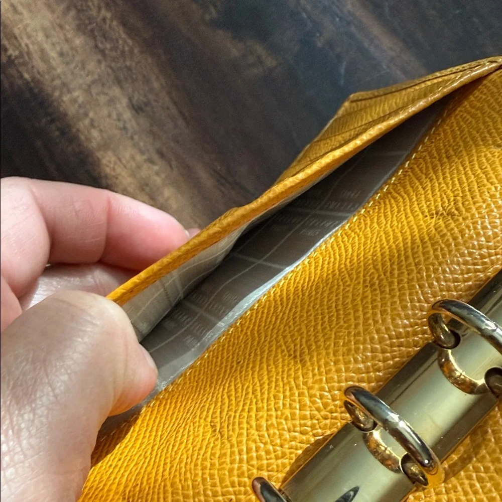 Celine Yellow Textured Leather Agenda Cover with Gold-Tone Snap